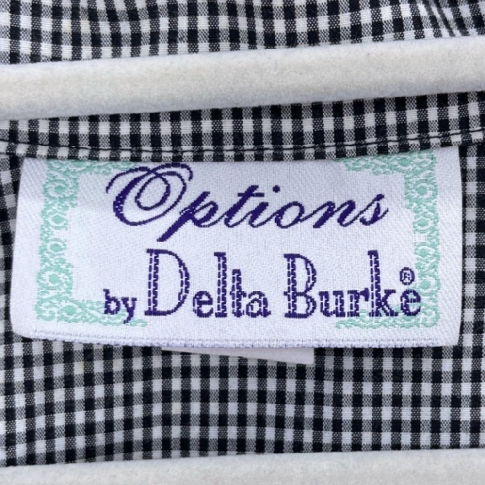 Vintage 90s Delta Burke Black White Gingham Floral Embroidered Button Up 3X Top - Picture 7 of 9